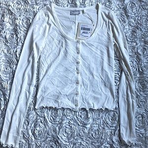 Frank and Oak new white long sleeve top size small